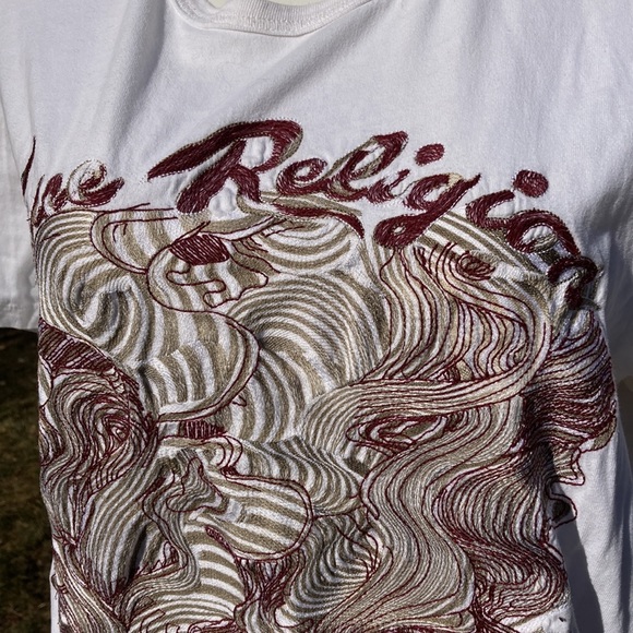 True Religion embroidered skull all cotton T-shirt size XXXL - Picture 2 of 6